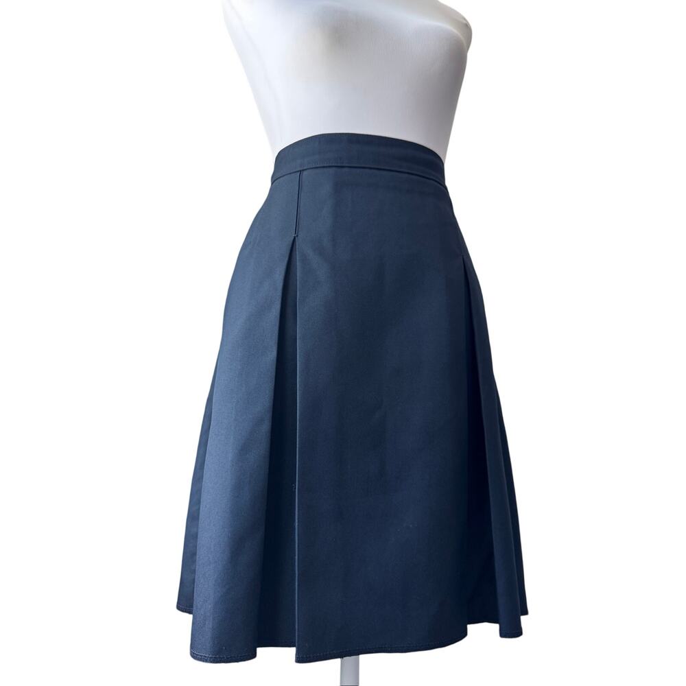 Dennis Navy Blue Pleated Knee Length Uniform Skirt